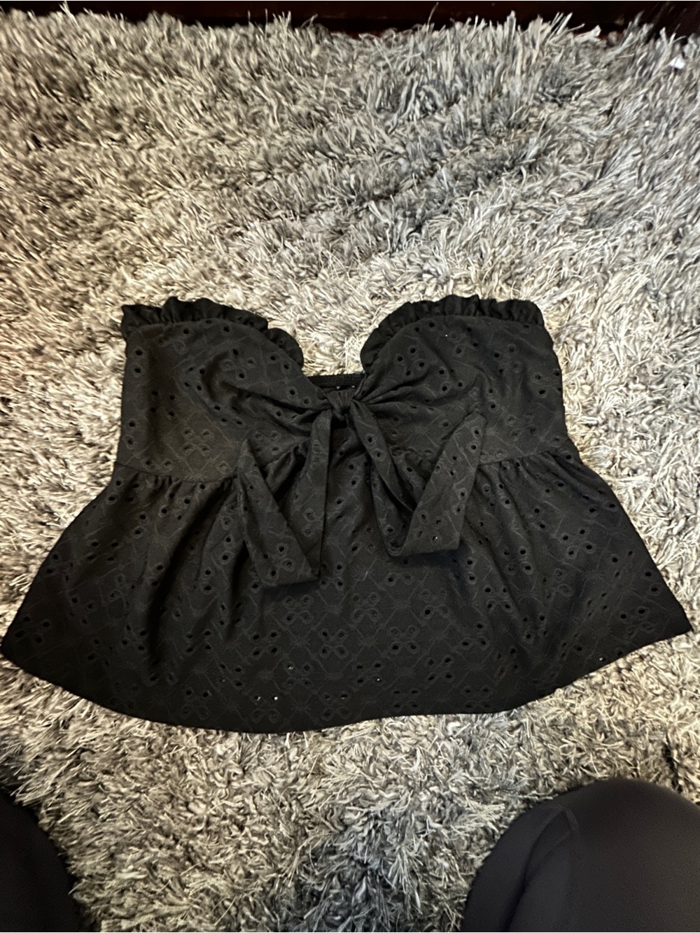 Black Eyelet Tie-Front Women’s Tube Top